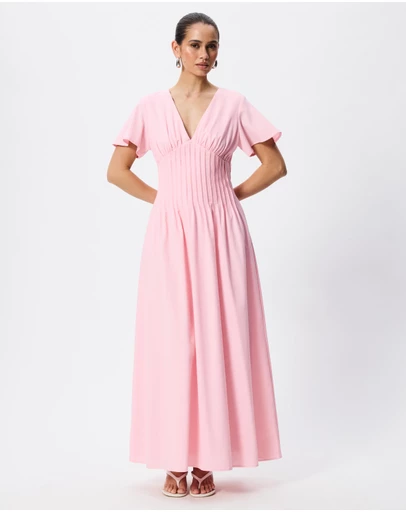 Tussah - Maysen Linen Blend Pintuck Midi Dress