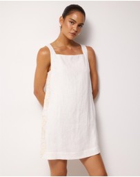 AERE - Quinn Embroidered Linen Mini Dress