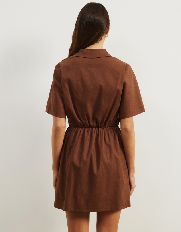 Atmos&Here - Remi Linen Blend Mini Shirt Dress