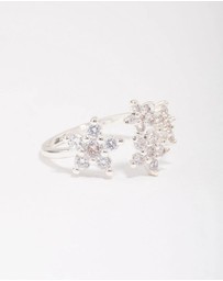 Lovisa - Silver Plated Cubic Zirconia Open Flower Ring