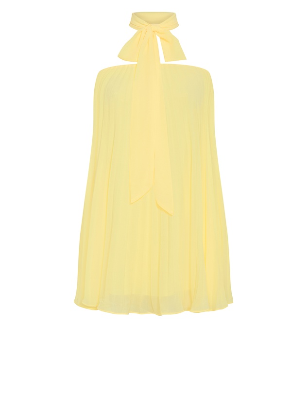 City Chic - Aida Strapless Pleat Mini Dress - lemon zest