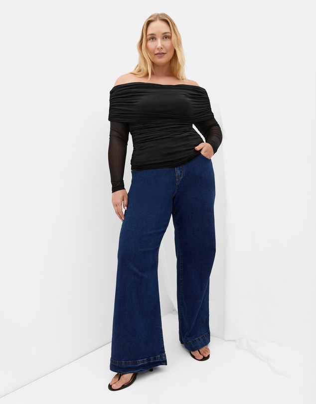 City Chic - Dana Mesh Long Sleeve Top