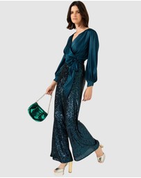SACHA DRAKE - Satin Faux Wrap Top