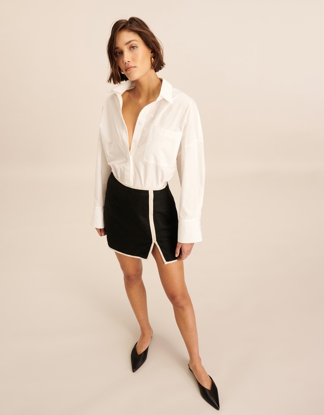 AERE - Linen Contrast Bind Mini Skirt