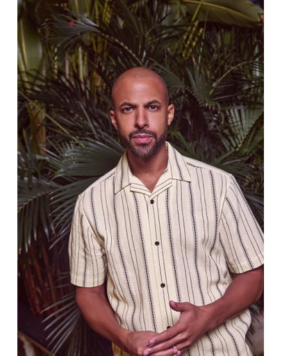 NEXT - Textured Stripe Short Sleeve Shirt With Cuban Collar