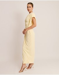 Six Stories - Asymmetric Stretch Gathered Maxi Dress