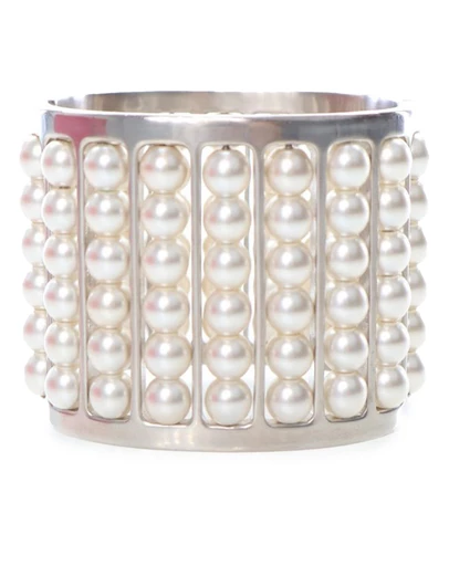 Pre-Loved by Azura Reborn - Pre-Loved Silver Plated Wide Pearl Cuff Bracelet