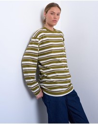 TOPSHOP - Stripe Long Sleeve Slouchy Skater Tee