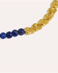 Ottoman Hands - Waterproof Lapis and Pink Jade Beaded Necklace
