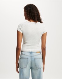 Cotton On - Goldie Rib V Neck Short Sleeve