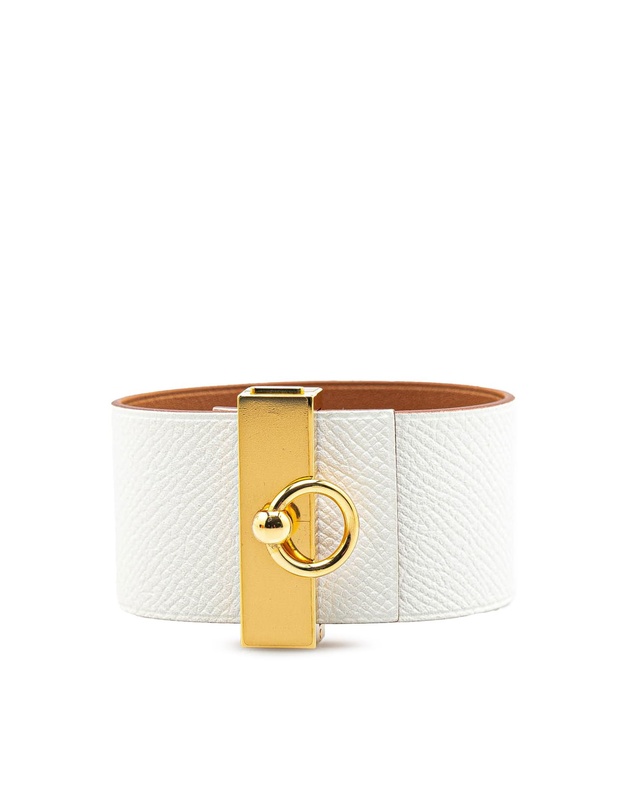 Pre-Loved by Azura Reborn - Pre-Loved hermes Leather Cuff Bracelet Gold Clasp