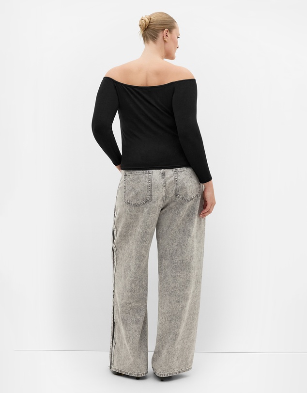 City Chic - Plus size Urban Status Off Shoulder Top - black