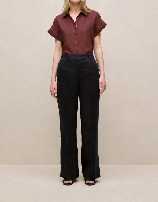 Trenery - Linen Pintucked Pant in Black