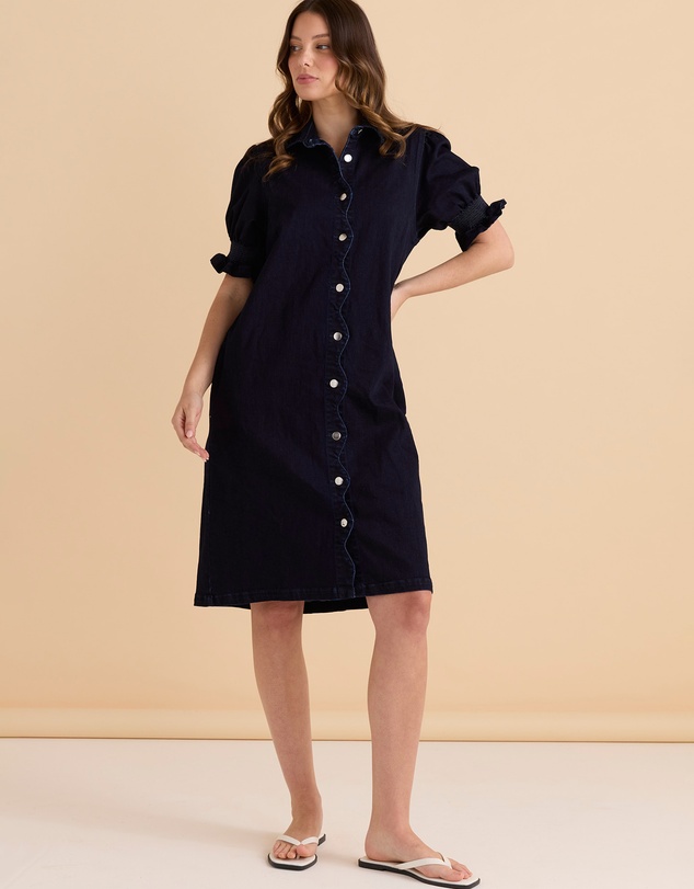 Betty Basics - Scallop Denim Dress