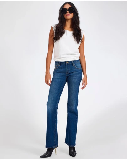 ONE TEASPOON - Alice Low Waist Bootcut Denim Jeans - Indigo Blue