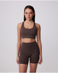Upstate - Contour+ Mesh Back Crop - Ground Coffee