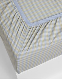 Sheet Society - Leo Washed Cotton Gingham Cot Fitted Sheet