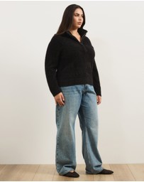 Atmos&Here Curvy - Cia Half Zipper Fluffy Turtleneck Sweater