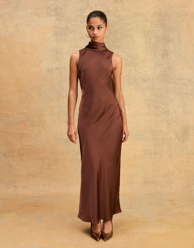 Forcast - Lorelei Tie Neck Satin Dress