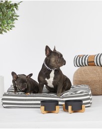 Mog & Bone - Classic Cushion Dog Bed - Charcoal Hampton Stripe