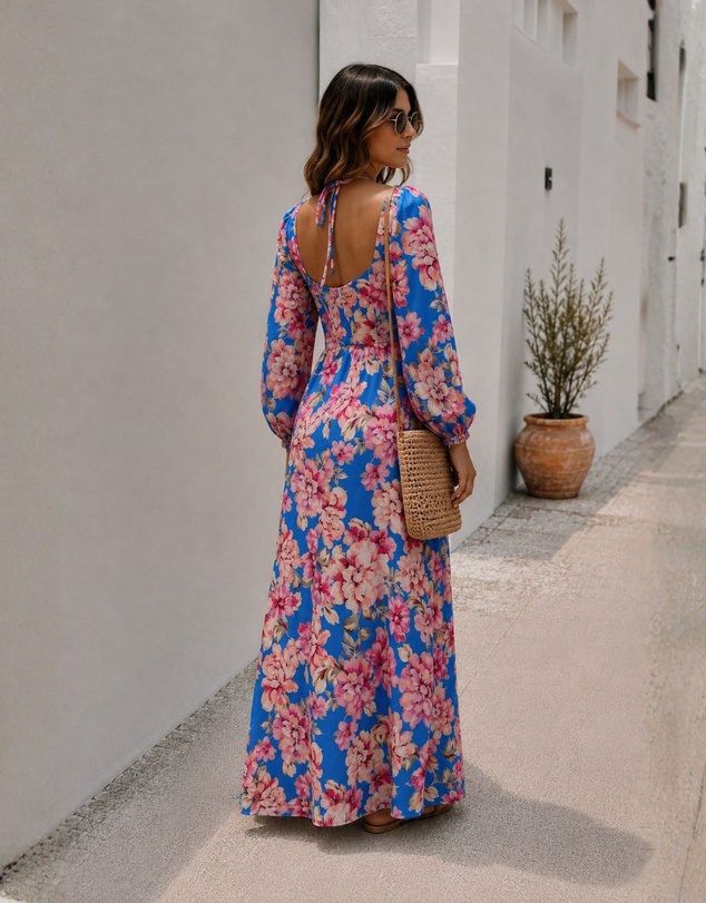 Esther & Co - Ezmeralda Dress - Cobalt Blossom