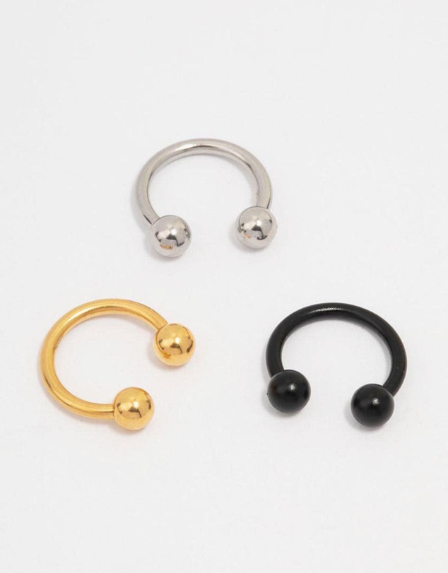 Lovisa - Mixed Surgical Steel Circular Barbell 3-Pack