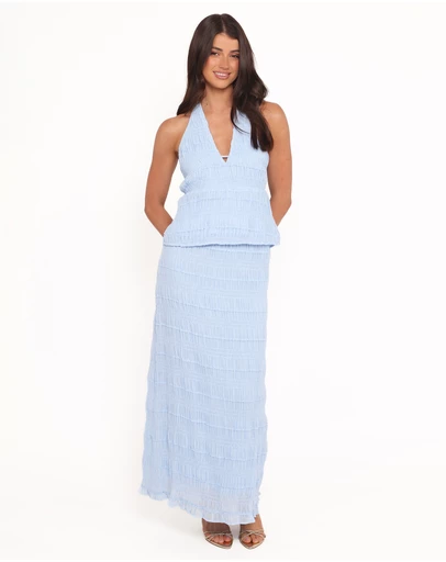 Petal & Pup - Zafira Textured Halter Top - Blue