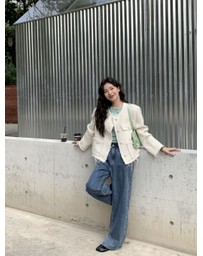Glamorous - Fringed woven texture jacket