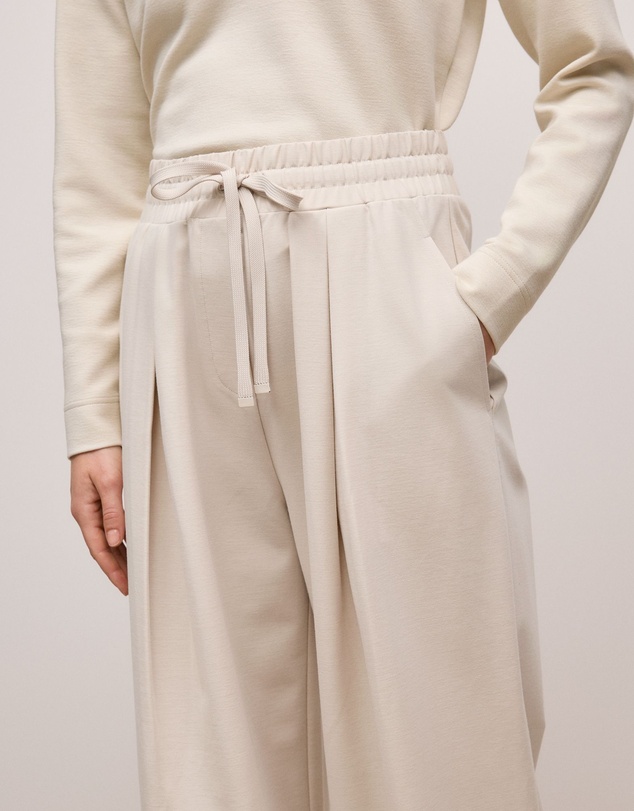 Trenery - Ponte Drawcord Wide Leg Pant in Stone