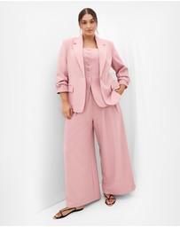 City Chic - Plus size Imogen Gather Sleeve Blazer - baby pink