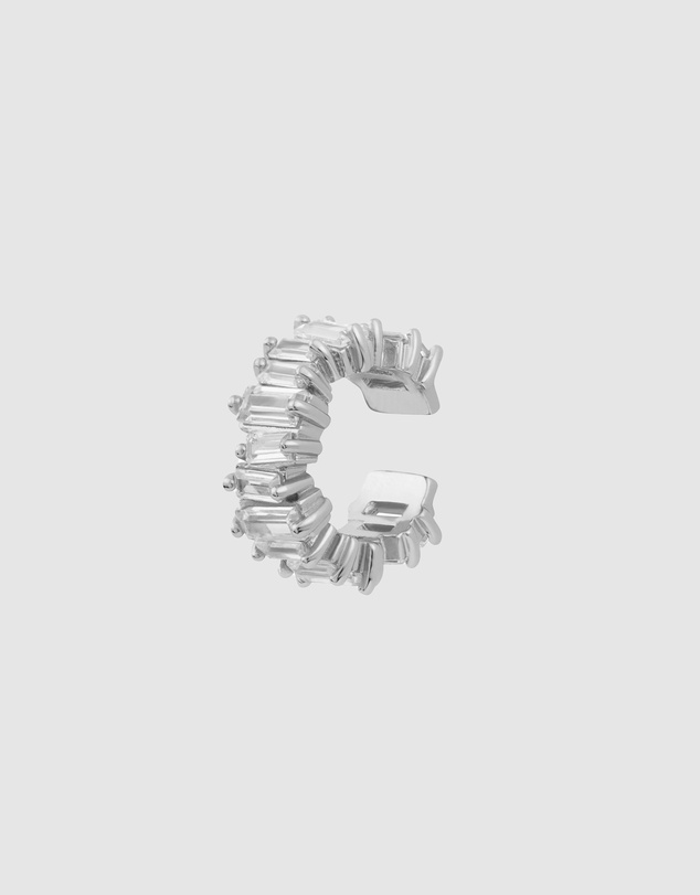 Wanderlust + Co - Jagged Baguette Silver 9mm Ear Cuff
