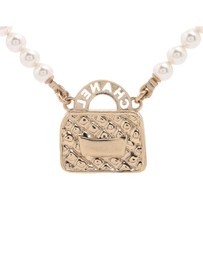 Pre-Loved by Azura Reborn - Pre-Loved CC Gold Plated Faux Pearl and Rhinestones Bag Necklace