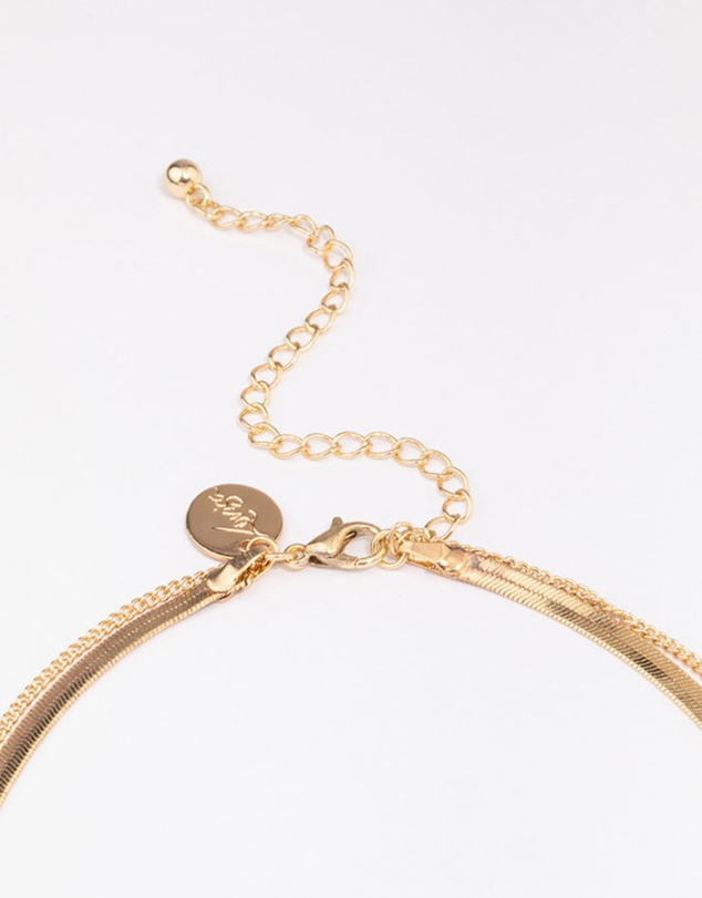 Lovisa - Gold Plated Baguette Snake Emerald Layered Necklace