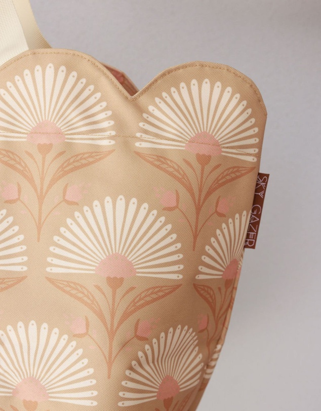 Sky Gazer - Scalloped Edge Beach Bag- Rosebud Tan