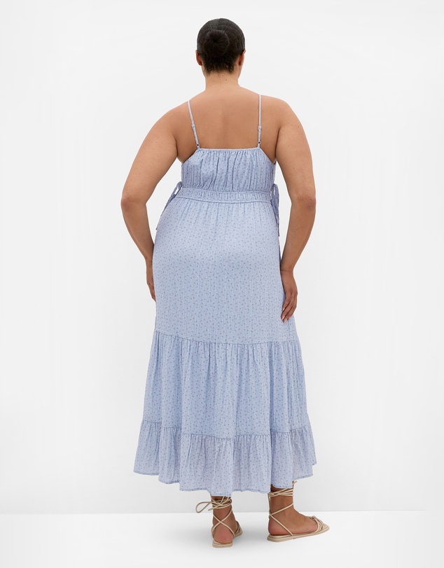 City Chic - Plus size Ditsy Print Tiered Maxi Dress - blue