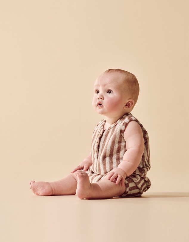 Wilson & Frenchy - Cherry Cola Stripe Organic Terry Growsuit - Babies