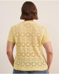 Atmos&Here Curvy - Hani Short Sleeve Open Knit Cardigan