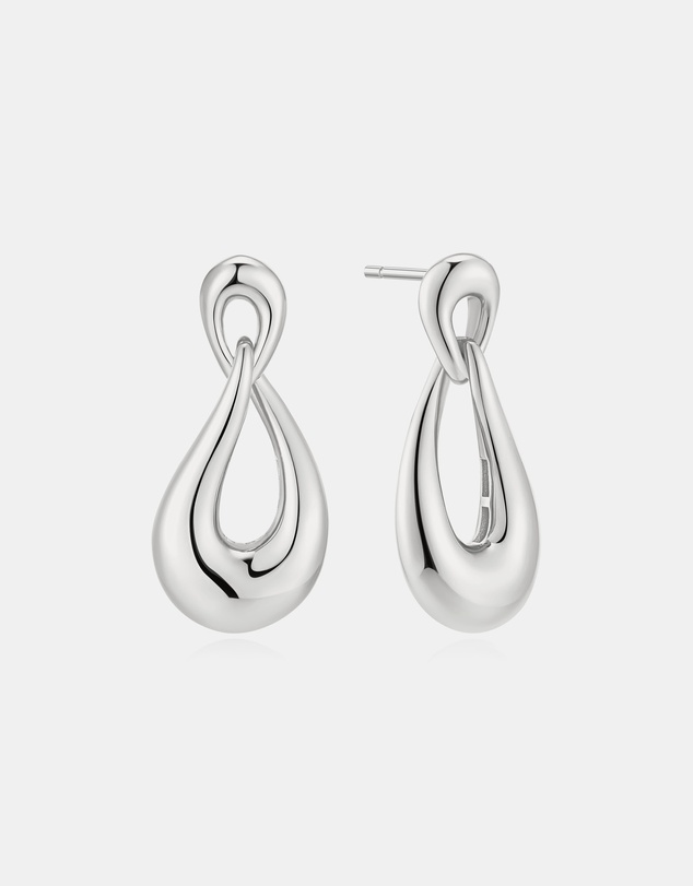 Ania Haie - Silver Interlocked Wave Stud Hoop Earrings