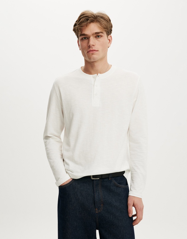 Cotton On - Fitted Henley Long Sleeve T-Shirt
