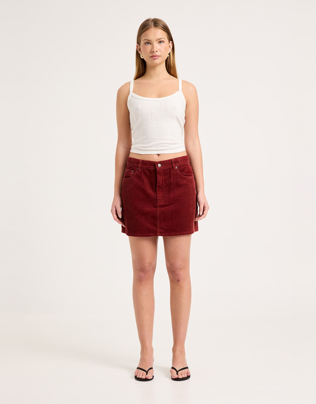 Rolla's - 90's Relaxed Corduroy Mini Skirt - Burnt Sienna