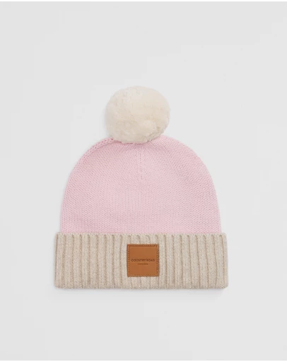 Country Road - Organically Grown Cotton Blend Patch Logo Beanie