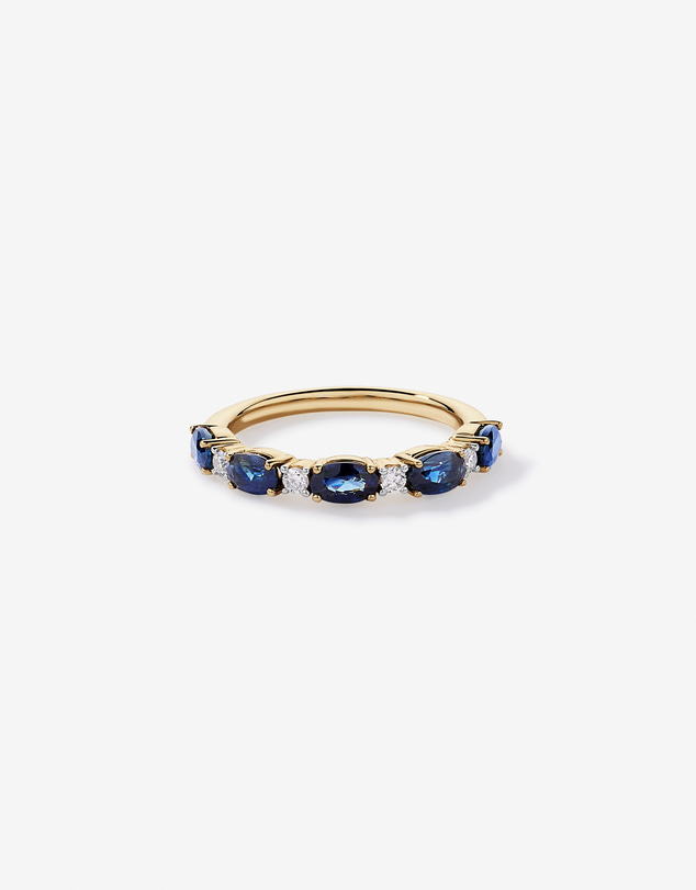 Michael Hill - Australian Sapphire & 0.12 Carat TW Diamond Alternating Ring in 10kt Yellow Gold