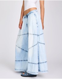 ONE TEASPOON - Daddios Low Waist Super Wide Leg Denim Jeans - Depeche Blue