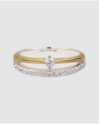 Elli Jewelry - Ring Women Engagement Elegant Zirconia 925 Sterling Silver Gold Plated Bicolor