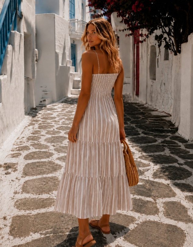 Esther & Co - Ilsa Dress - Cocoa Stripe