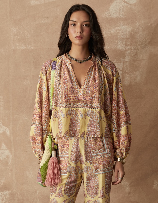 BOTEH - Calico Framed Smock Blouse