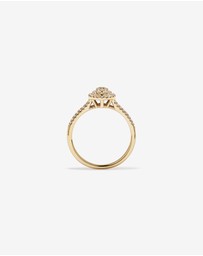 Michael Hill - 0.30 Carat TW Oval Shaped Cluster Diamond Halo Engagement Ring in 10kt Yellow Gold