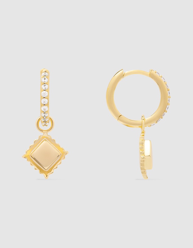 Wanderlust + Co - Ravioli Charm Huggie Earrings