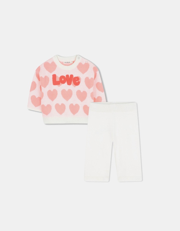 Billieblush - Heart-Patterned Sweater and Trousers Knitted Set - Babies