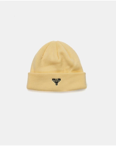 Fallen Footwear - Fallen Footwear Insignia Acrylic Cuff Short Stylish Beanie - Sand / Black